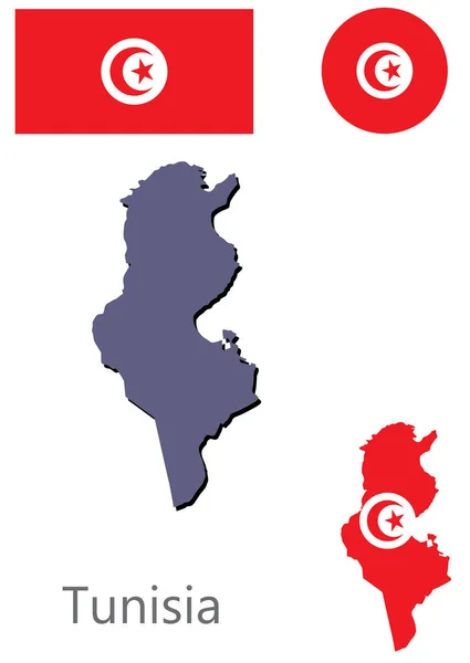 Ország Tunézia sziluett és zászló vektor — Stock Vector