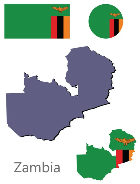 Paese Zambia silhouette e vettore bandiera — Vettoriale Stock