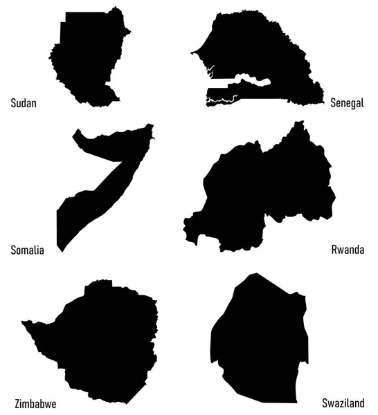 Conjunto silhuetas de África países vetor —  Vetores de Stock