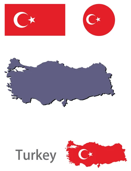Türkiye silueti ve bayrak vektörü — Stok Vektör