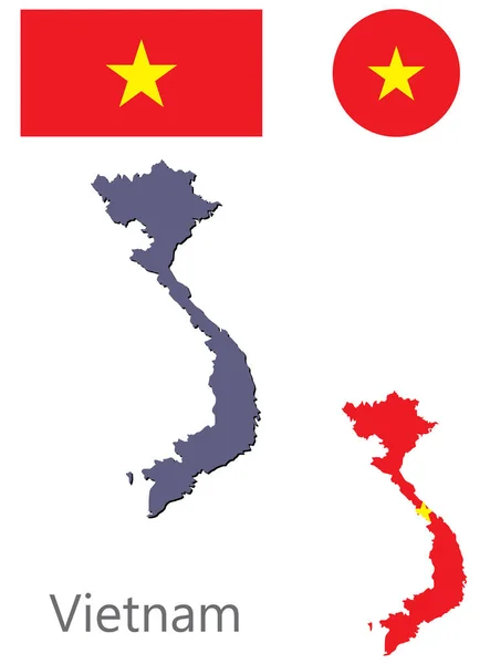 Land Vietnam Silhouette und Flaggenvektor — Stockvektor