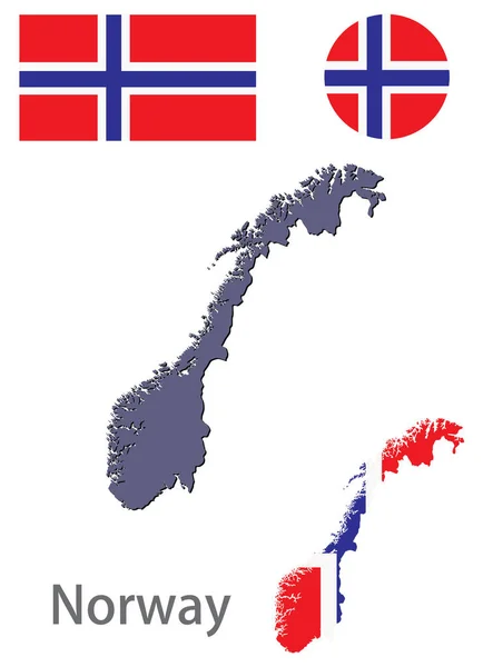 Land Norwegen Silhouette und Flaggenvektor — Stockvektor