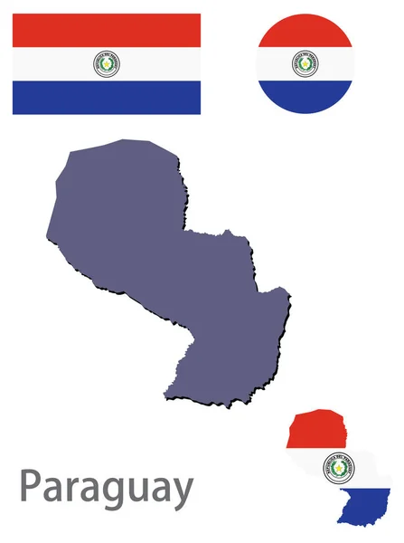 País Paraguay silueta y vector de bandera — Archivo Imágenes Vectoriales