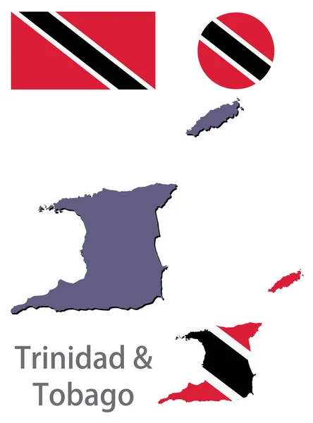 Trynidad & Tobago sylwetka i wektor flagi — Wektor stockowy