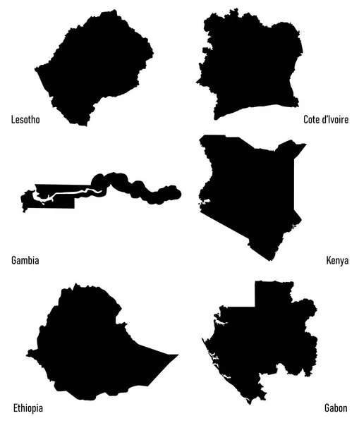 Conjunto de siluetas de África países vector — Vector de stock