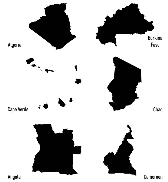 Silhuetas de países da África ilustração vetorial —  Vetores de Stock