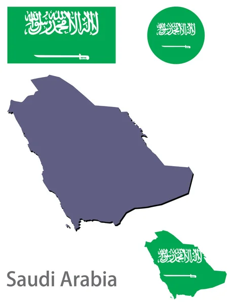 Pays Arabie Saoudite silhouette et vecteur drapeau — Image vectorielle