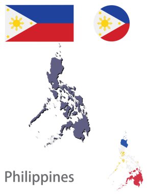 Ülke Filipinler silueti ve bayrak vektörü 