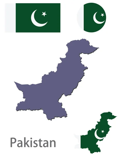 Pays Pakistan silhouette et vecteur drapeau — Image vectorielle