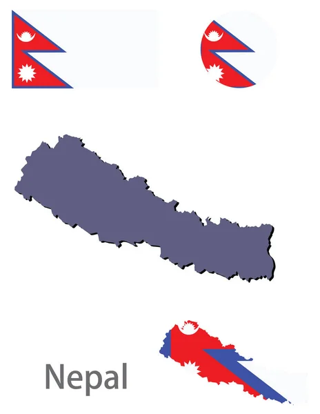 Land nepal Silhouette und Flaggenvektor — Stockvektor