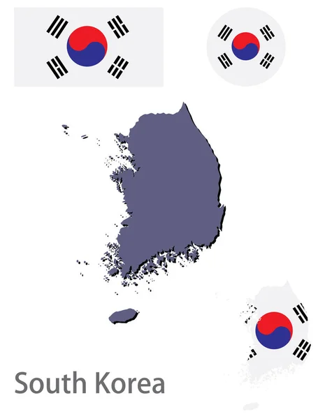 Güney Kore silueti ve bayrak vektörü — Stok Vektör