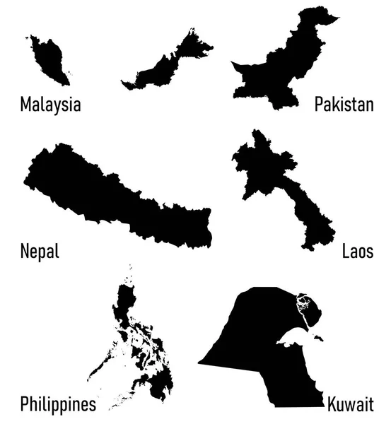 Asya ülkelerinin vektör siluetleri — Stok Vektör