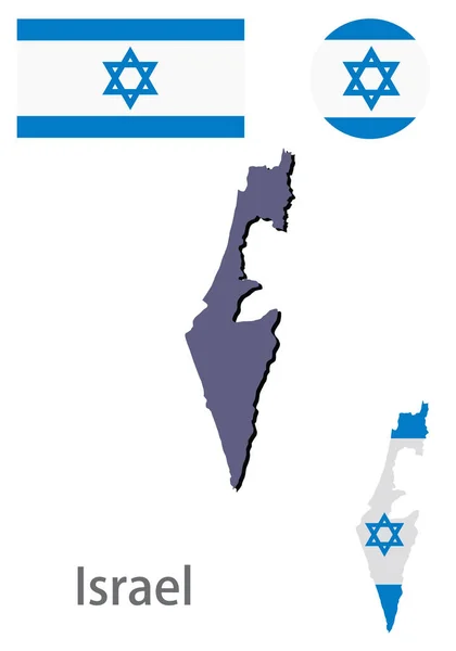 País Israel silhueta e bandeira vetor —  Vetores de Stock
