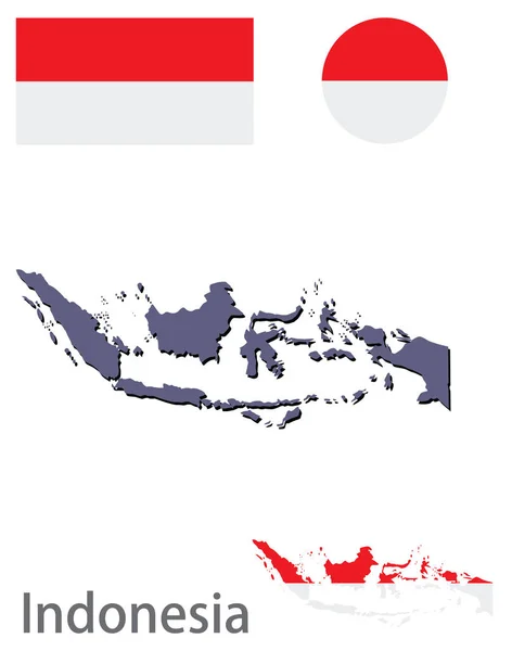 Negara Indonesia siluet dan vektor bendera - Stok Vektor