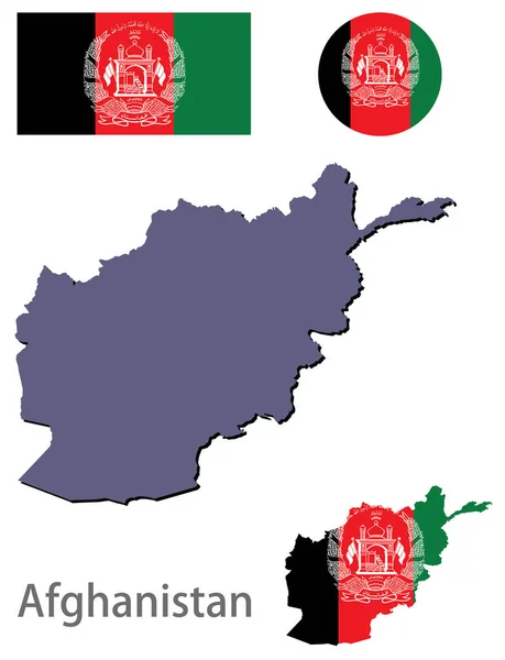 Paese Afghanistan silhouette e vettore bandiera — Vettoriale Stock