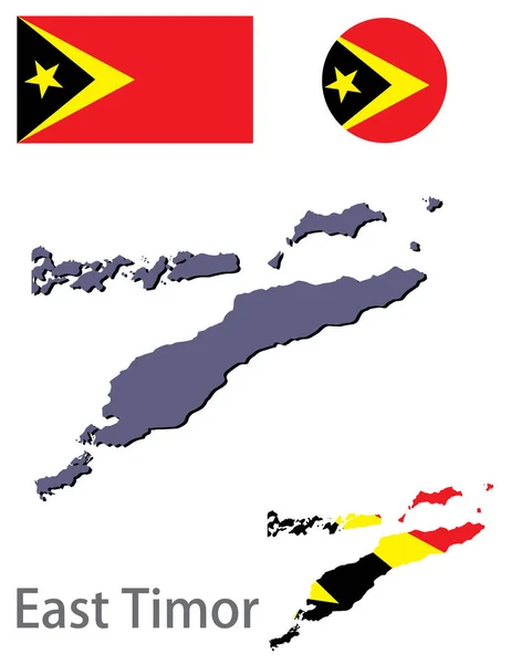 País Timor-Leste silhueta e bandeira vetor — Vetor de Stock