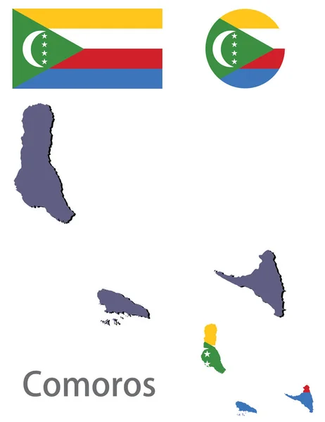 Pays Comores silhouette et drapeau vecteur — Image vectorielle