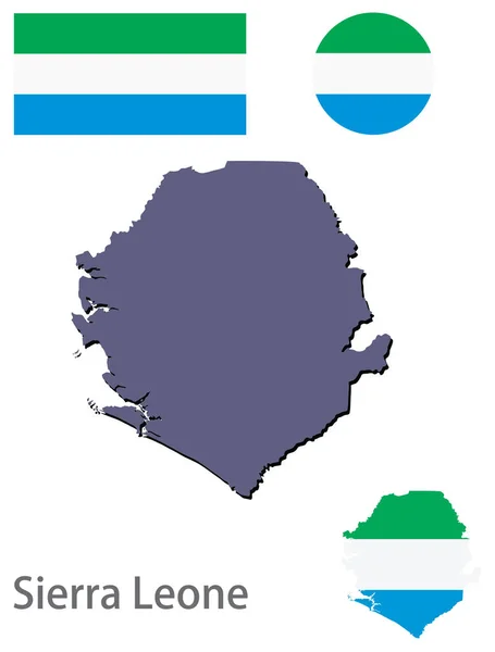 País Sierra Leona silueta y vector de bandera — Vector de stock