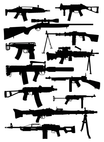 Set of weapon silhouettes — Stock Vector