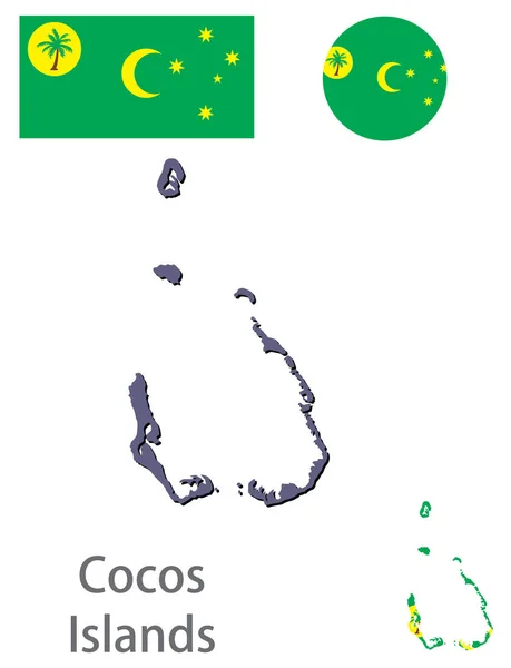 País Islas Cocos silueta vector — Vector de stock