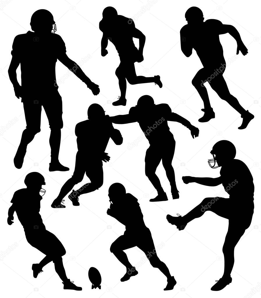  silhouettes of American football players