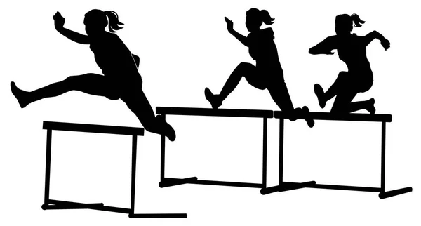 Athletes running hurdles track and field vector — 스톡 벡터
