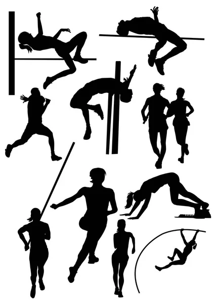 Силуэты векторов спортсменов — стоковый вектор