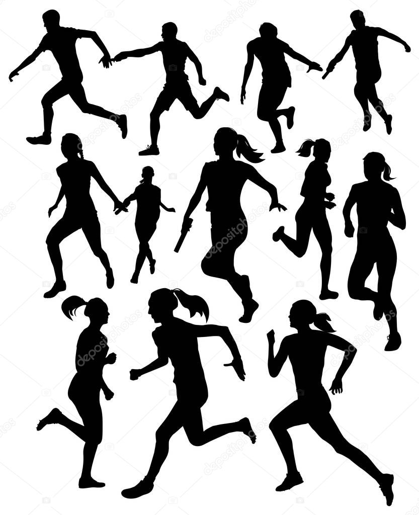 silhouettes of  athletes vector