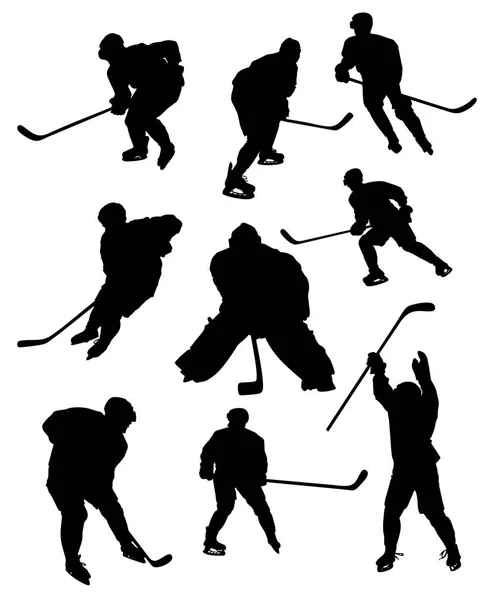 Silhouettes of athletes hockey players vector — Stock Vector