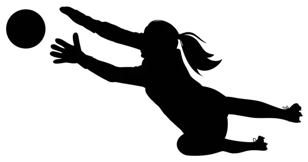 Silhouette Une Femme Gardien Football Illustration Vectorielle — Image vectorielle