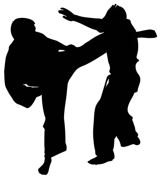 Silueta Kata Karate Atletas Vector Ilustración — Archivo Imágenes Vectoriales