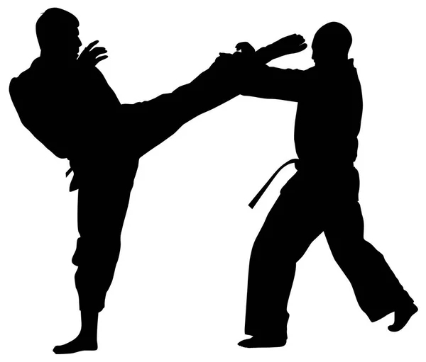 Silueta Kata Karate Atletas Vector Ilustración — Archivo Imágenes Vectoriales