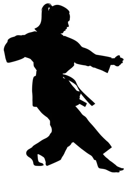 Silhouette Female Athlete Kata Karate Vector Illustration — Stock Vector
