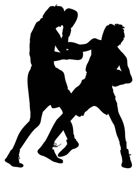 Silueta Los Atletas Boxeadores Durante Una Ilustración Vector Lucha — Archivo Imágenes Vectoriales
