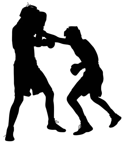 Silhueta Atletas Boxers Durante Uma Ilustração Vetor Luta — Vetor de Stock