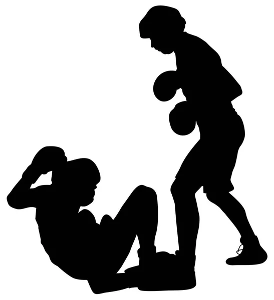 Silhouette Boxeurs Sportifs Lors Une Illustration Vectorielle Combat — Image vectorielle