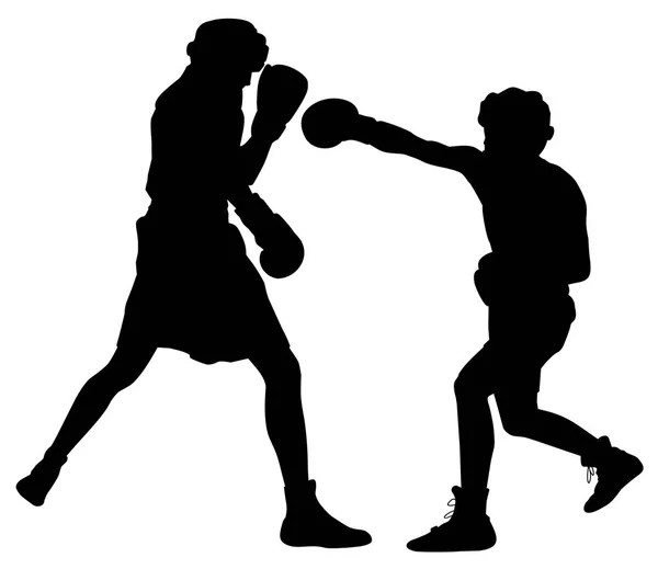 Silueta Los Atletas Boxeadores Durante Una Ilustración Vector Lucha — Archivo Imágenes Vectoriales