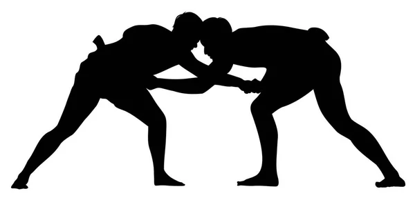 Silhouette Sumo Wrestling Atleti Vettoriale Illustrazione — Vettoriale Stock