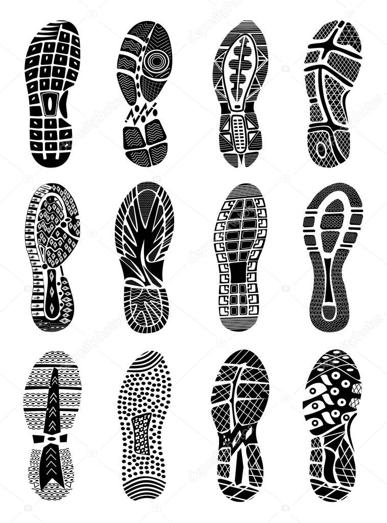 set prints of shoes vector illustration