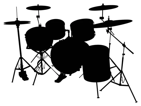 Silhouet Van Een Muziekinstrument Drum Kit Vector Illustratie — Stockvector