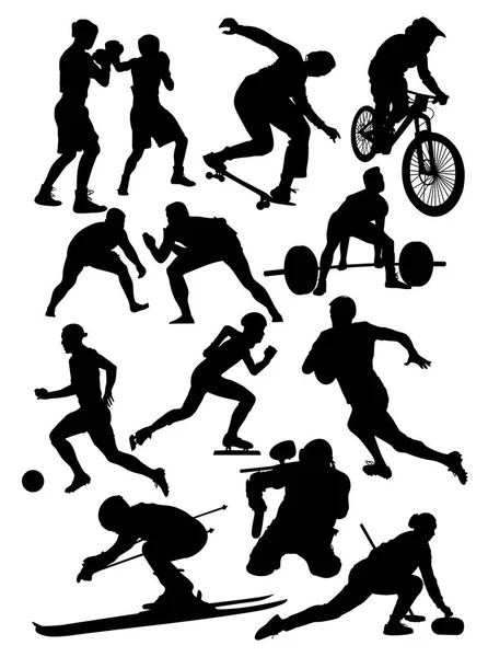 Set Silhouetten Van Atleten Van Verschillende Sportvectorillustraties — Stockvector