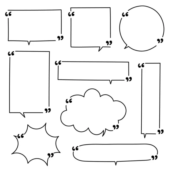 Conjunto Coleta Borda Quadro Linha Desenho Manual Balão Bolha Fala —  Vetores de Stock