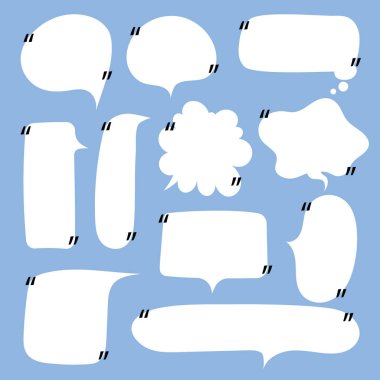 El çizimi çerçeve kenarlığı koleksiyonu, tırnak işaretli boş konuşma balonu, düşün, konuş, metin kutusu, pankart, düz tasarım, vektör çizimi