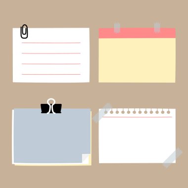 Boş elle çizilmiş kağıt bloknot defteri, bant, konuşma balonu düşün, konuş, şablon, düz tasarım, vektör, illüstrasyon metni çerçevesi