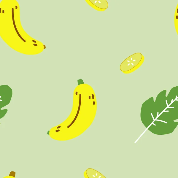Senza Soluzione Continuità Disegnato Mano Banana Frutta Con Modello Ripetizione — Vettoriale Stock
