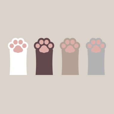 collection set of cute animal pet cat and dog paw footprint, flat design vector character illustration clipart