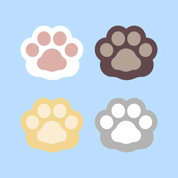 Collection Set Cute Animal Pet Cat Dog Paw Footprint Flat — Stock Vector