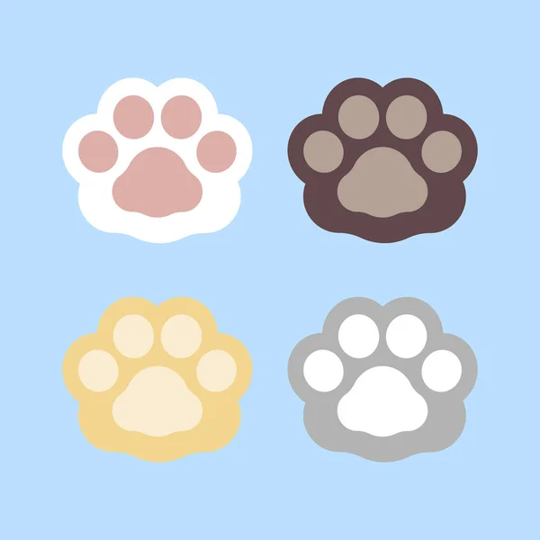 Sevimli hayvan evcil kedi ve köpek pençesi ayak izi koleksiyonu, düz tasarım vektör çizimi