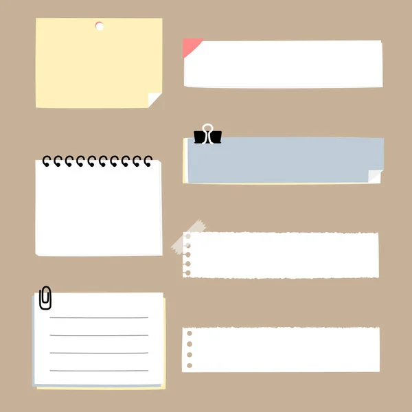 Conjunto Mão Bonito Desenhado Papel Branco Bloco Notas Pegajosas Com — Vetor de Stock