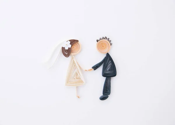 Romantic Bridal Couple Hand Made Paper Quilling Technique Love Wedding — Stock Photo, Image